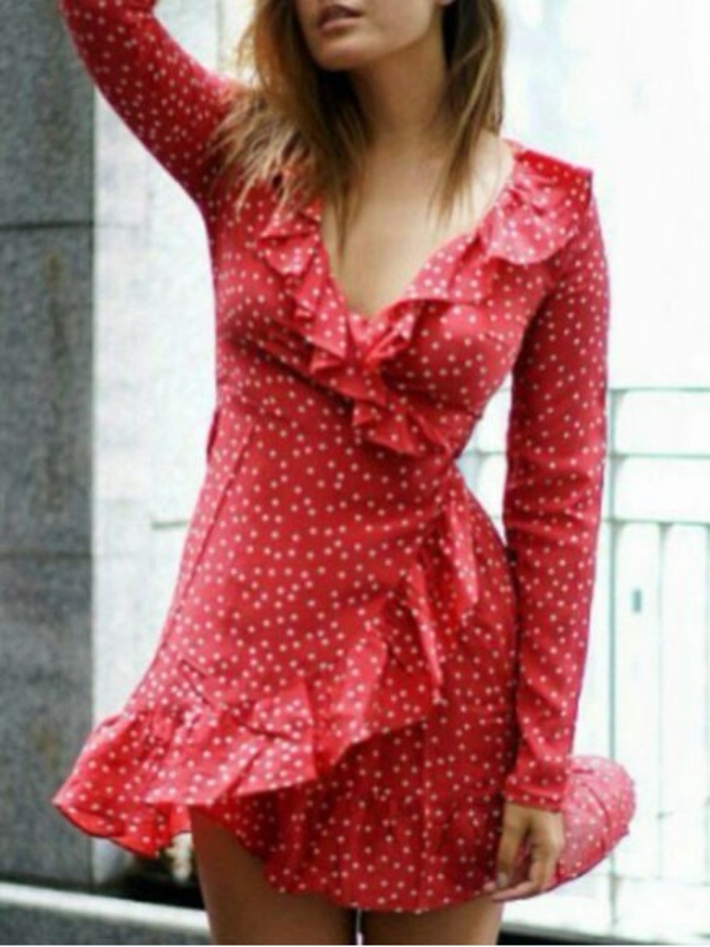 Realisation Par Silk Polka Dot Red Dress